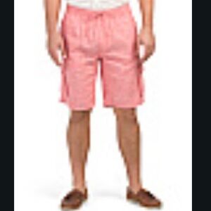 🔥🔥 ONIA Tom Drawstring Linen Cargo Shorts Coral color